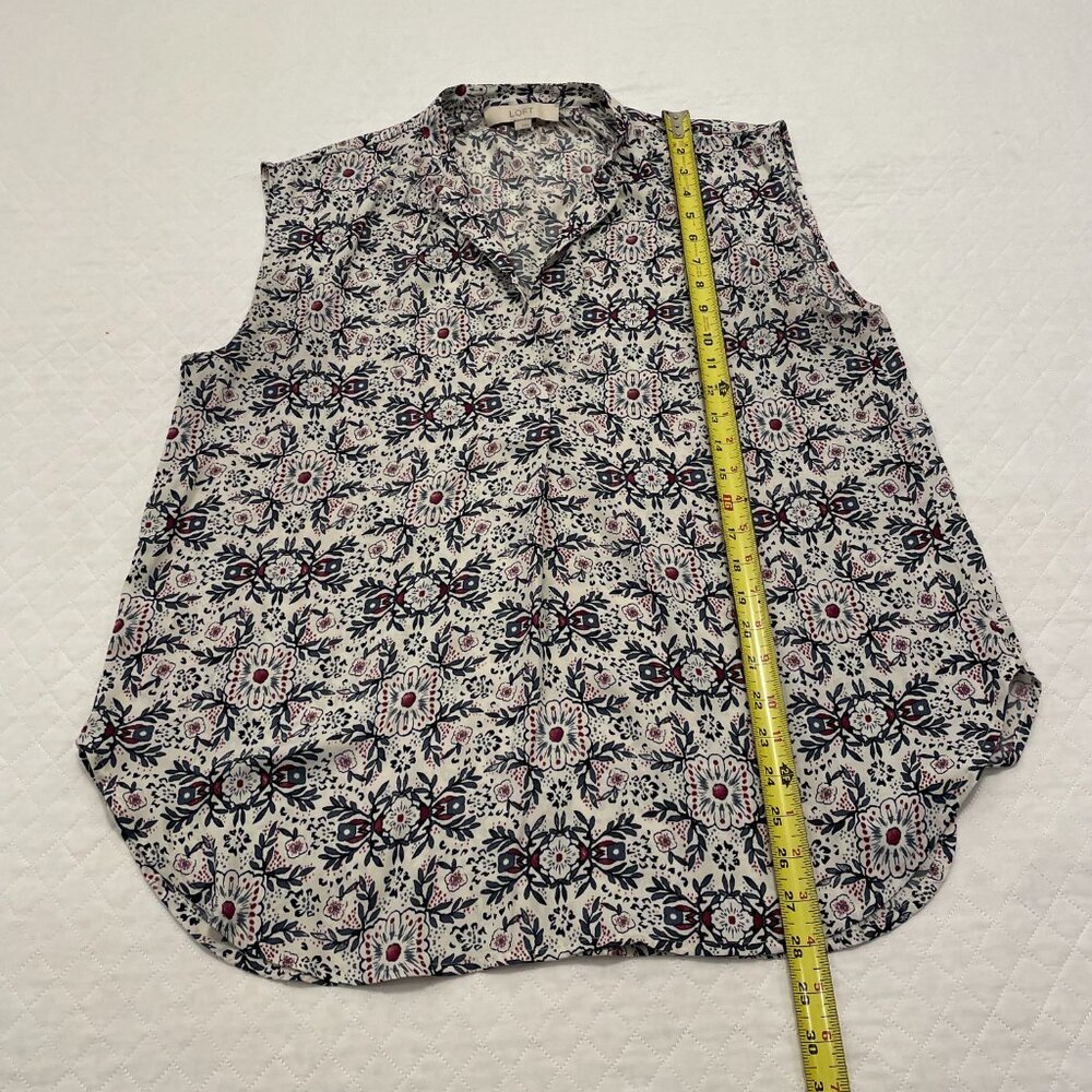 Women's Loft Patterned V-Neck Sleeveless Blouse XL - Picture 7 of 7
